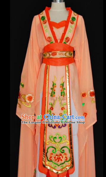 Chinese Traditional Beijing Opera Actress Orange Dress Peking Opera Princess Embroidered Costume for Women