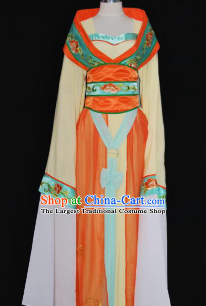Chinese Traditional Beijing Opera Princess Orange Dress Ancient Peri Embroidered Costume for Women