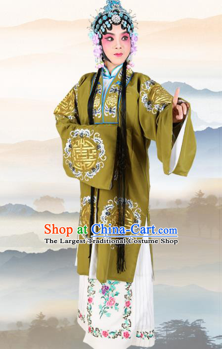 Chinese Traditional Beijing Opera Pantaloon Green Dress Ancient Landlord Shiva Embroidered Costume for Women