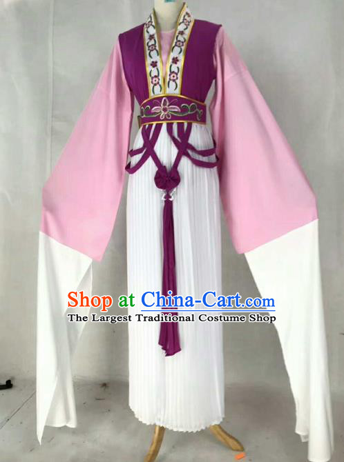 Chinese Traditional Beijing Opera Actress Purple Dress Ancient Maidservants Embroidered Costume for Women