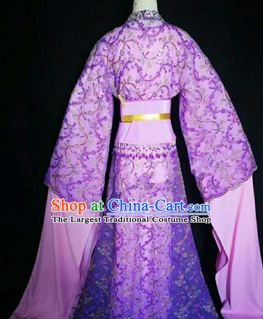 Traditional Chinese Peking Opera Peri Purple Dress Ancient Court Lady Costume for Women
