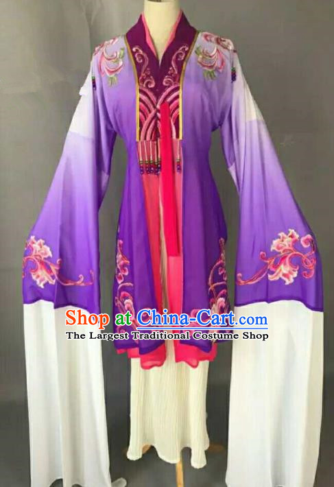 Traditional Chinese Peking Opera Actress Purple Dress Ancient Peri Princess Costume for Women