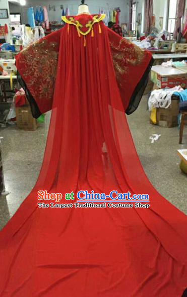 Traditional Chinese Peking Opera Imperial Consort Wedding Red Dress Ancient Court Lady Embroidered Costume for Women