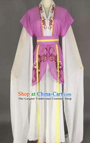 Chinese Ancient Maidservants Embroidered Purple Dress Traditional Peking Opera Court Maid Costume for Women
