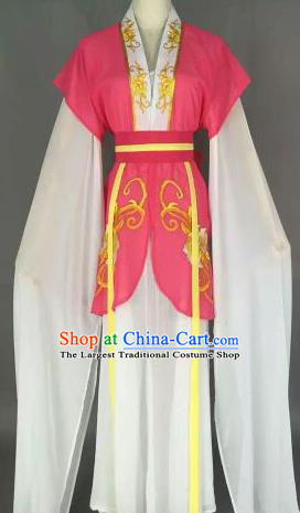 Chinese Ancient Maidservants Embroidered Rosy Dress Traditional Peking Opera Court Maid Costume for Women