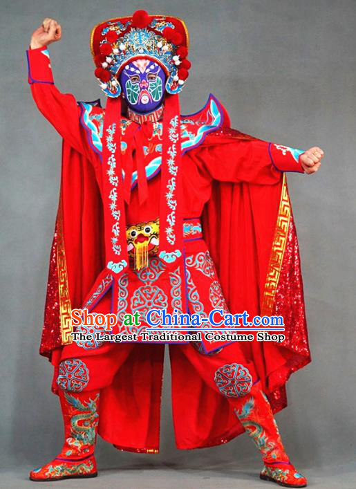 Chinese Traditional Sichuan Opera Face Changing Embroidered Costume and Hat Complete Set