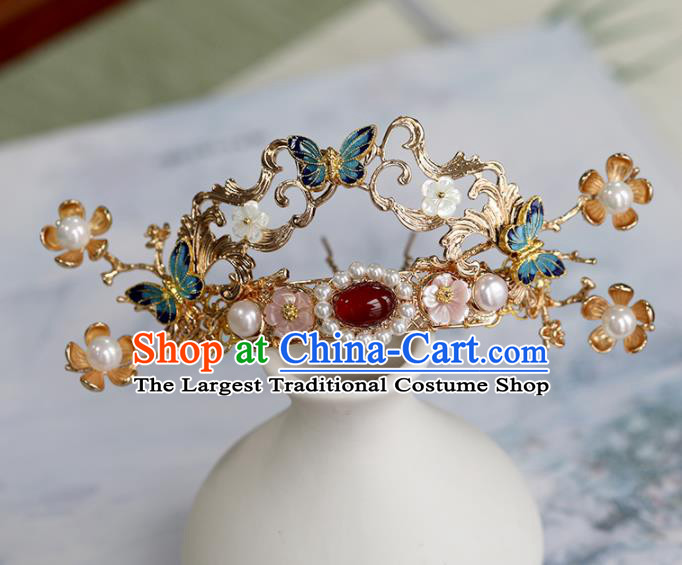 Chinese Traditional Hanfu Hair Accessories Ancient Princess Phoenix Coronet Tassel Hairpins for Women