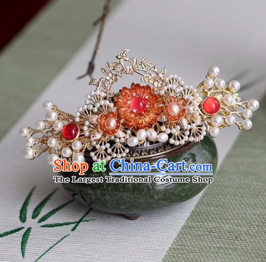 Chinese Traditional Hanfu Hair Accessories Ancient Princess Golden Pine Hairpins for Women