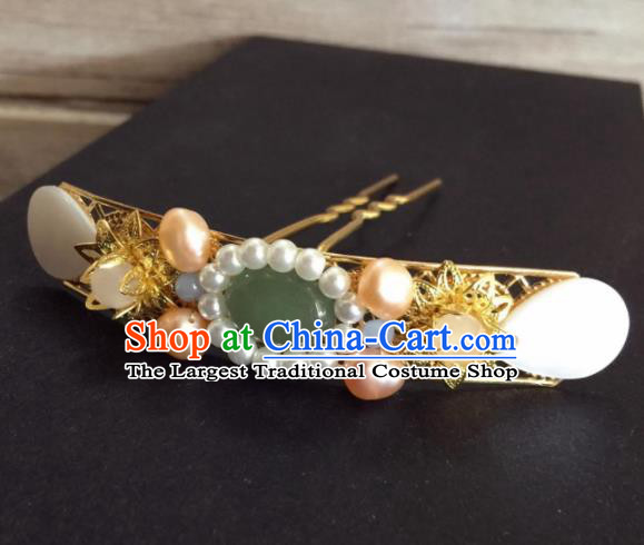 Chinese Ancient Princess Shell Pearls Hairpins Traditional Hanfu Hair Accessories for Women