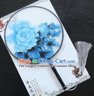 Chinese Traditional Palace Fans Ancient Princess Printing Peony Round Fans for Women