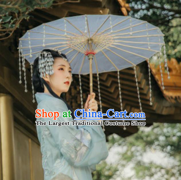Chinese Ancient Drama Prop Beads Tassel Umbrella Traditional Handmade Umbrellas