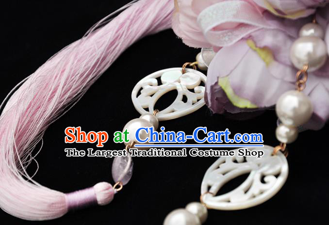Chinese Traditional Hanfu Shell Waist Accessories Ancient Princess Tassel Pendant for Women