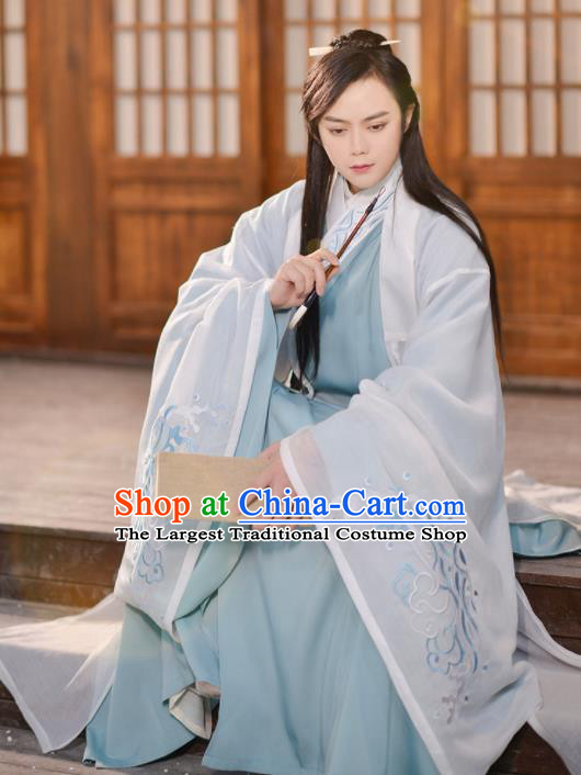 Traditional Chinese Jin Dynasty Nobility Childe Historical Costume Ancient Swordsmen Hanfu Clothing for Men