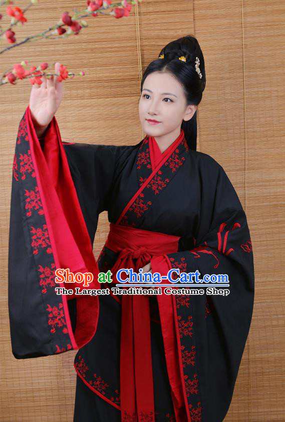 Chinese Ancient Imperial Concubine Traditional Hanfu Dress Han Dynasty Palace Embroidered Historical Costume for Women