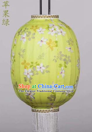 Chinese Traditional Printing Tung Flower Yellow Hanging Lantern Handmade Craft New Year Palace Lanterns
