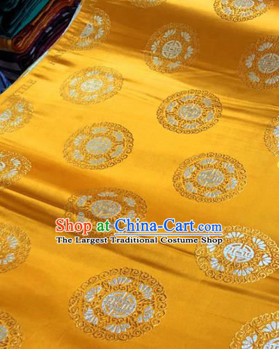 Chinese Traditional Buddhism Lotus Pattern Design Golden Brocade Silk Fabric Tibetan Robe Satin Fabric Asian Material