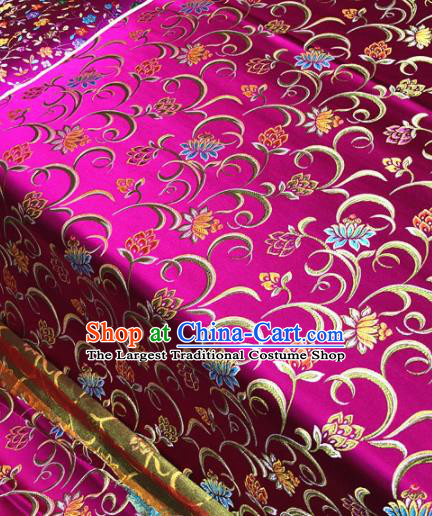Chinese Traditional Buddhism Lotus Pattern Design Rosy Brocade Silk Fabric Tibetan Robe Satin Fabric Asian Material