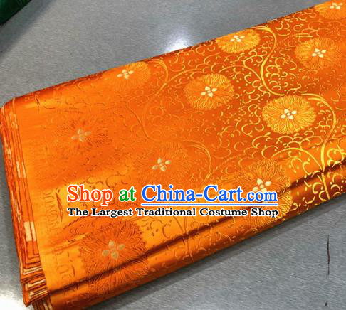 Chinese Traditional Buddhism Pattern Design Orange Brocade Silk Fabric Tibetan Robe Satin Fabric Asian Material