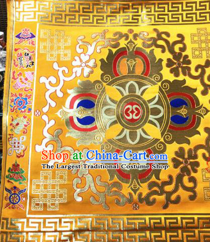 Chinese Traditional Buddhism Vajry Pestle Pattern Golden Brocade Silk Fabric Tibetan Robe Satin Fabric Asian Material