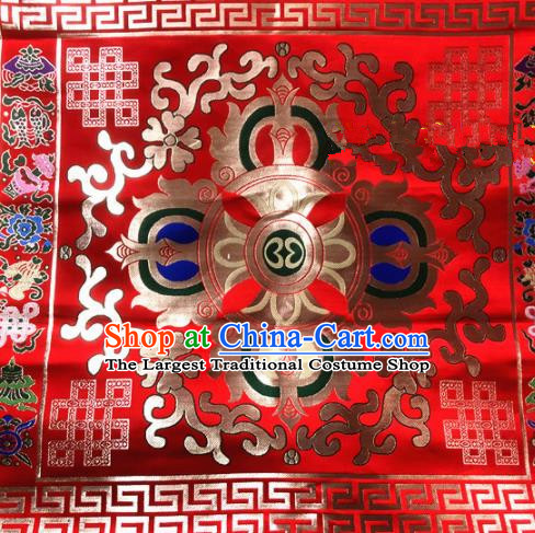 Chinese Traditional Buddhism Vajry Pestle Pattern Red Brocade Silk Fabric Tibetan Robe Satin Fabric Asian Material