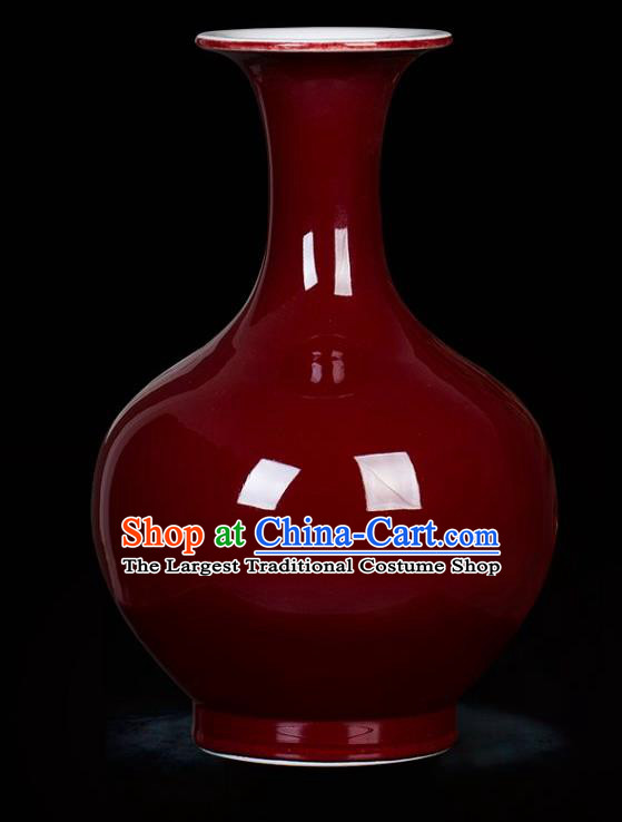 Chinese Traditional Red Enamel Design Vase Jingdezhen Ceramic Handicraft
