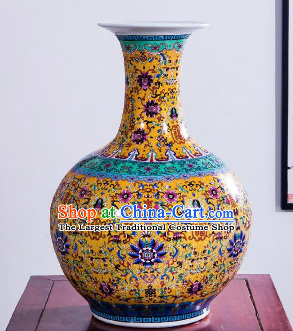 Chinese Jingdezhen Ceramic Craft Enamel Vase Handicraft Traditional Porcelain Vase