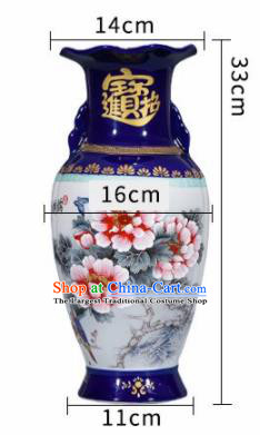 Chinese Jingdezhen Ceramic Craft Hand Painting Red Peony Enamel Vase Handicraft Traditional Porcelain Vase