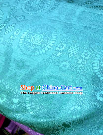 Chinese Traditional Buddhism Pattern Design Blue Brocade Silk Fabric Chinese Fabric Asian Material