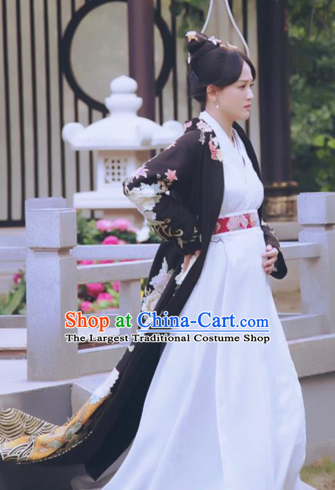 Chinese Drama Queen Dugu Hanfu Dress Traditional Ancient Sui Dynasty Empress Embroidered Historical Costume and Headpiece for Women