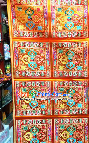 Chinese Traditional Buddhism Cross Pestle Pattern Golden Brocade Silk Fabric Tibetan Robe Satin Fabric Asian Material