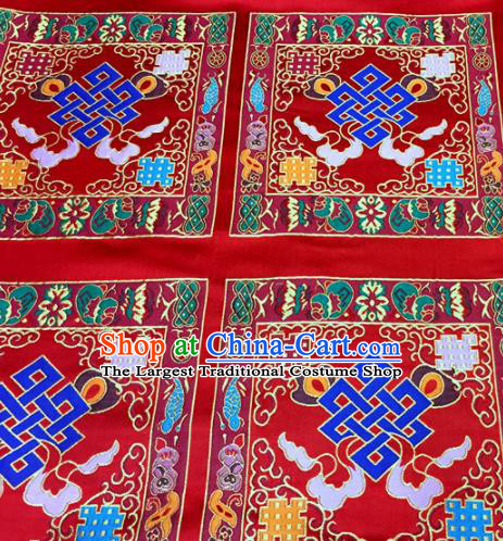 Chinese Traditional Buddhism Chinese Knot Pattern Red Brocade Silk Fabric Tibetan Robe Satin Fabric Asian Material