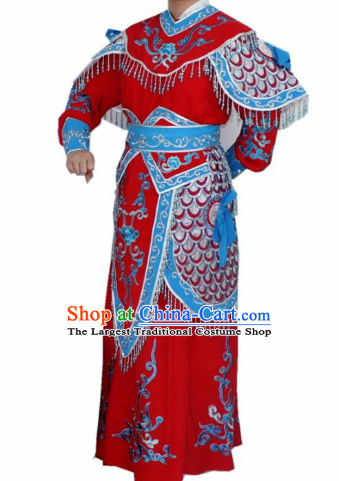Chinese Ancient Swordswoman Red Embroidered Dress Traditional Peking Opera Blues Artiste Costume for Women