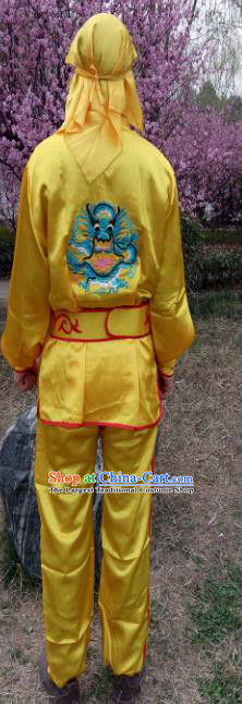 Chinese Traditional Folk Dance Costume Lion Dance Yellow Clothing for Men