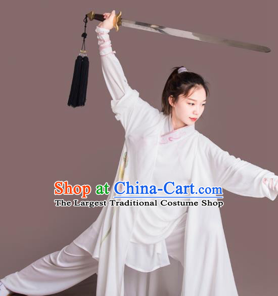 Chinese Traditional Kung Fu Costume Martial Arts Competition Tai Chi Embroidered Lotus Clothing for Women