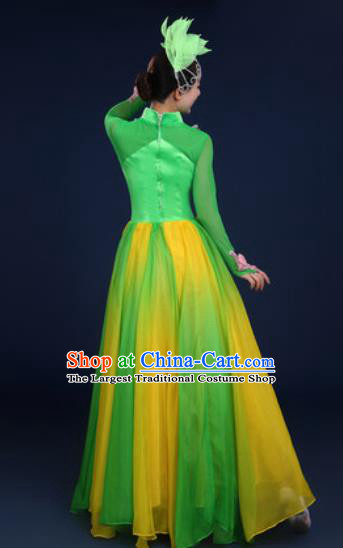 Chinese Traditional Classical Dance Costume Umbrella Dance Stage Performance Green Dress for Women