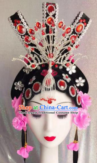 Chinese Traditional Beijing Opera Imperial Consort Wigs and Hairpins Headwear Peking Opera Diva Hair Accessories for Women