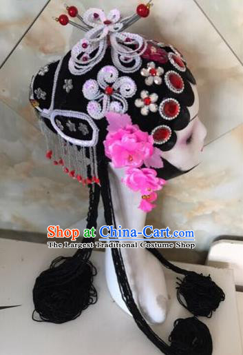 Chinese Traditional Beijing Opera White Butterfly Hairpins and Wigs Sheath Peking Opera Princess Hair Accessories for Women
