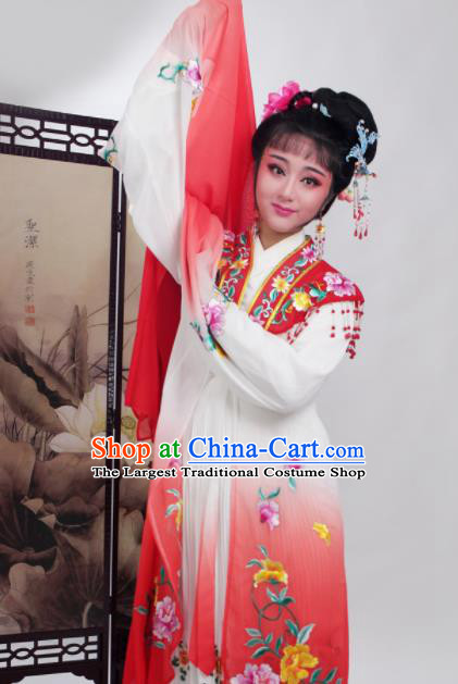Chinese Traditional Huangmei Opera Embroidered Red Dress Beijing Opera Hua Dan Costume for Women