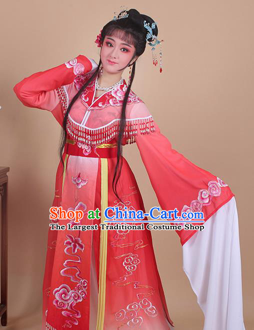 Chinese Traditional Shaoxing Opera Peri Embroidered Red Dress Beijing Opera Princess Hua Dan Costume for Women