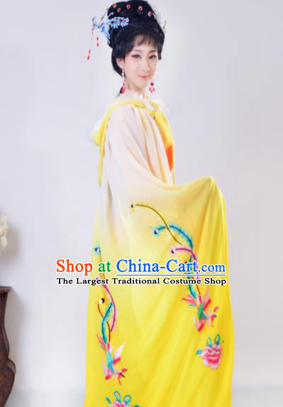 Chinese Traditional Shaoxing Opera Embroidered Yellow Cloak Beijing Opera Princess Hua Dan Costume for Women