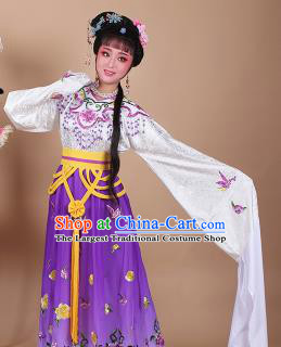 Chinese Traditional Shaoxing Opera Zhu Yingtai Purple Dress Beijing Opera Hua Dan Embroidered Costume for Women