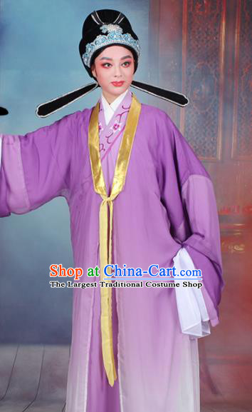 Chinese Traditional Peking Opera Scholar Purple Robe Beijing Opera Niche Costume for Men