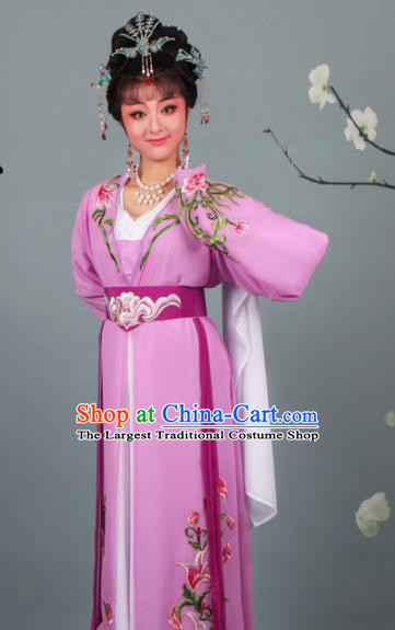 Chinese Traditional Huangmei Opera Princess Embroidered Purple Dress Beijing Opera Hua Dan Costume for Women