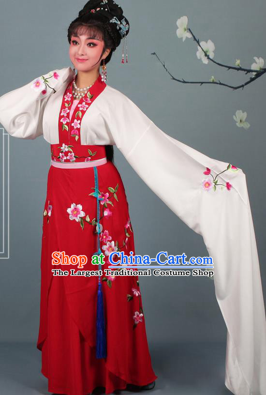 Chinese Traditional Huangmei Opera Rich Lady Embroidered Red Dress Beijing Opera Hua Dan Costume for Women