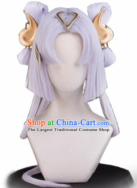Chinese Traditional Cosplay Wigs Ancient Peri Wig Sheath and Hairpins Hair Accessories Complete Set for Women