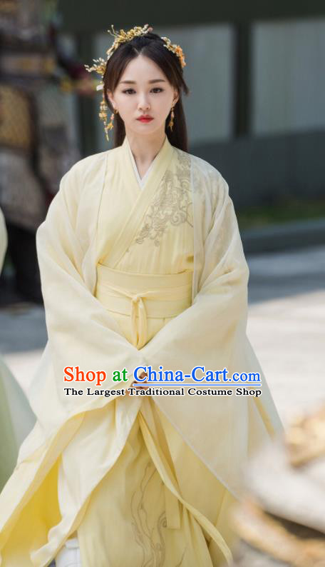 Drama Queen Dugu Ancient Chinese Sui Dynasty Princess Embroidered Historical Costume and Headpiece for Women