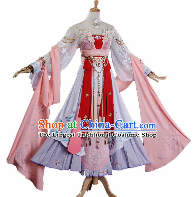 Traditional Halloween Cosplay Swordswoman Costume Chinese Ancient Princess Peri Hanfu Dress for Women