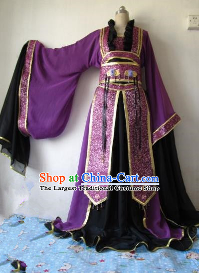 Chinese Traditional Court Queen Costume Ancient Empress Purple Hanfu Dress for Women