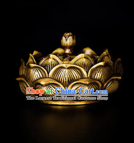 Chinese Traditional Brass Lotus Incense Burner Taoism Bagua Feng Shui Items Censer Decoration