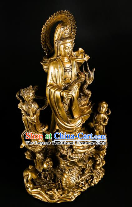 Chinese Traditional Feng Shui Items Buddhism Brass Goddess of Mercy Decoration